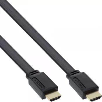 InLine HDMI Flachbandkabel High Speed Kabel mit Ethernet vergoldet schwarz 0,5m