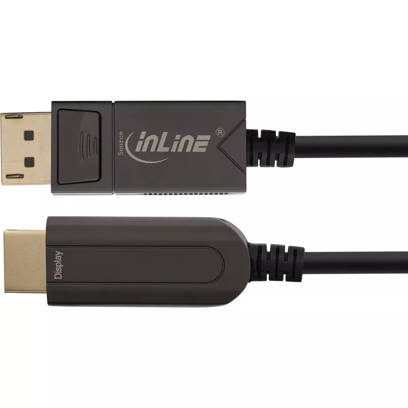 InLine DisplayPort zu HDMI AOC Konverterkabel, 4K/60Hz, schwarz, 50m