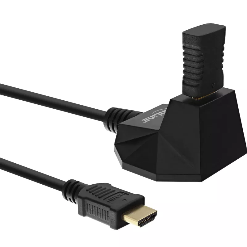 InLine HDMI Station, HS HDMI-Kabel mit Ethernet, M/F, schwarz, vergoldete Kontakte, 5m