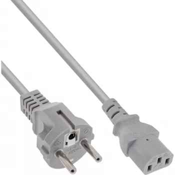 InLine Stromkabel, CEE 7/7 gerade / 3pol. IEC C13 Stecker, grau, 5 m