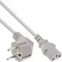 InLine Netzkabel, CEE 7/7 gewinkelt / 3-polig IEC C13 Stecker, grau, 1 m