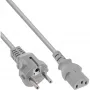 InLine Netzkabel, CEE 7/7 gerade / 3-polig IEC C13 Buchse, grau, 3 m