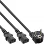 InLine Y-Stromkabel 1x CEE 7/7 gewinkelt / 2x 3-polig IEC C13 Stecker, 3m