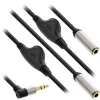 InLine schlank Audio Y-Kabel 3,5 mm Stecker / 2x Buchse, mit Lautstärkeregler 0,25 m