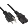 InLine Netzkabel USA Stecker / 3-Pin IEC C13 Stecker, 18 AWG, 1m