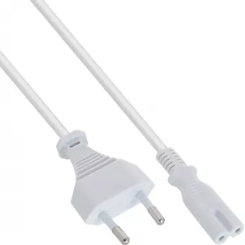 InLine-Netzkabel, Euro-Stecker / Euro8-Stecker, weiß, 5,0 m