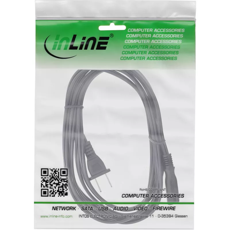 InLine Netzkabel Netzstecker USA / Euro 8 Buchse, 0,5 m