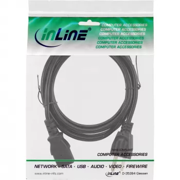 InLine Netzkabel USA-Stecker auf 3-pol. IEC C13-Buchse, 18 AWG, 3 m, 3 m, Netzstecker Typ B, C13-Kupplung, 125 V, 10 A