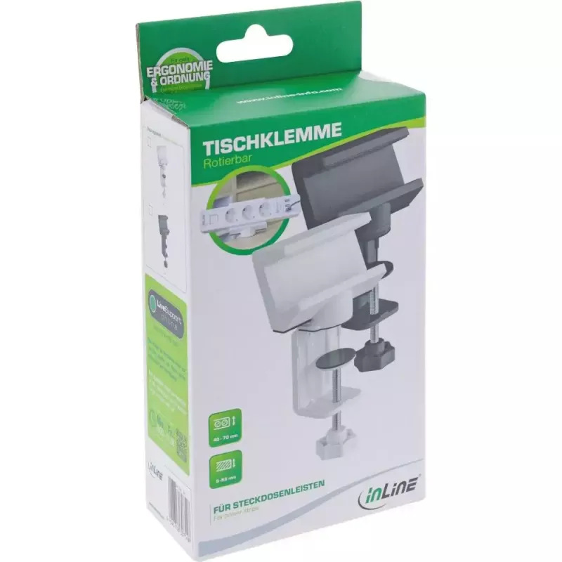 Power extension holder InLine 23193W drehbarer Schraubklemme weiß