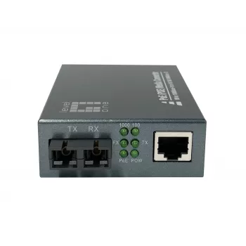 LevelOne RJ45 zu SC Gigabit Medienkonverter, PoE PSE, Multimode-Faser, 0,5 km