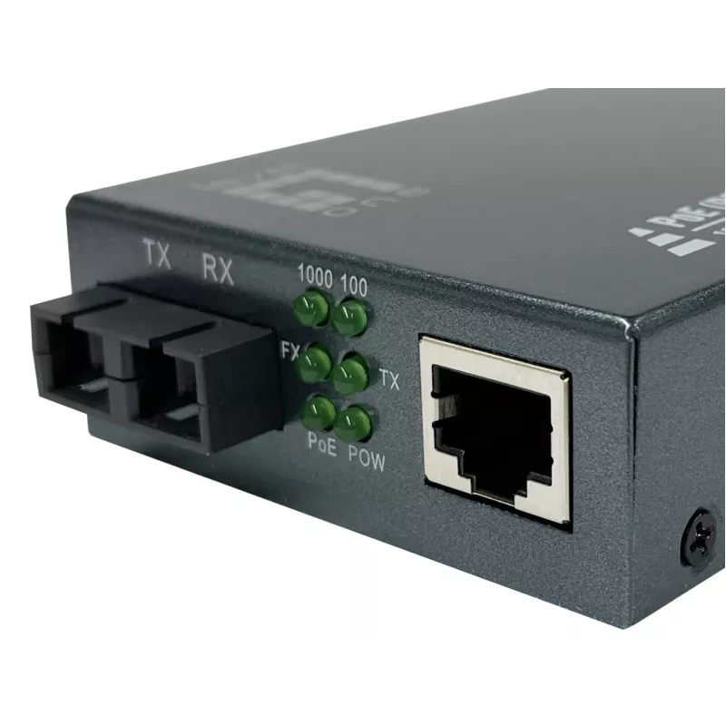 LevelOne RJ45 zu SC Gigabit Medienkonverter, PoE PSE, Multimode-Faser, 0,5 km