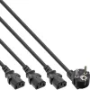 InLine Y-Stromkabel 1x CEE 7/7 / 3x 3-polig IEC C13 Stecker, schwarz, 3m