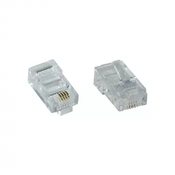 InLine Modular-Stecker 8P4C RJ45 zum Crimpen auf Flachbandkabel ISDN 100 Stück