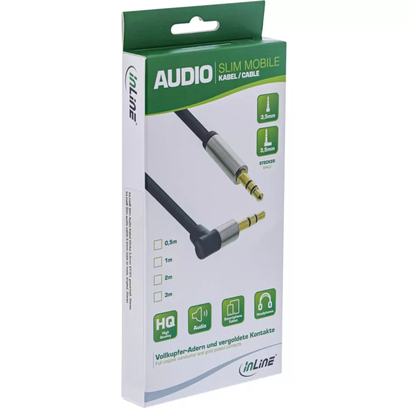 InLine schlank Audiokabel 3,5 mm Stecker / Stecker abgewinkelt Stereo 1 m