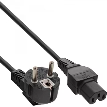 InLine Netzkabel, CEE7/7 gewinkelt auf C15 gerade, 3 x 1mm², schwarz, 5m