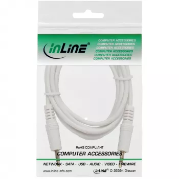 InLine Audiokabel 3,5mm Stereo Stecker / Stecker, weiß/gold, 1,5m
