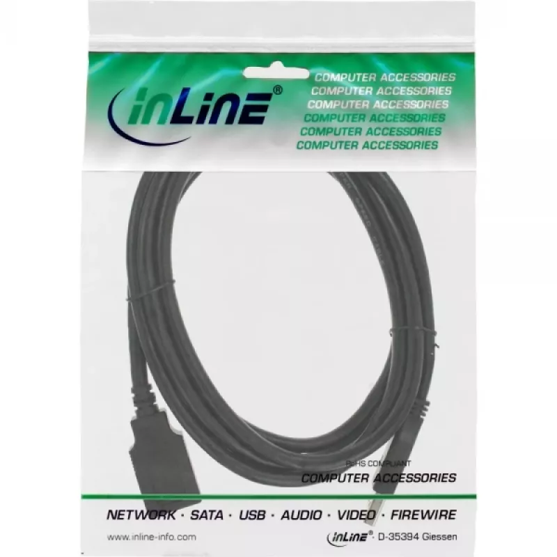 InLine USB 3.2 Gen.1 Verlängerungskabel, USB-A Stecker / Buchse, Schwarz, 2,5 m (35625)