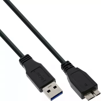 InLine USB 3.2 Gen.1 Kabel, USB-A auf Micro-USB B, 5 m, Schwarz (35450)