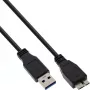 InLine USB 3.2 Gen.1 Kabel, USB-A auf Micro-USB B, 5 m, Schwarz (35450)