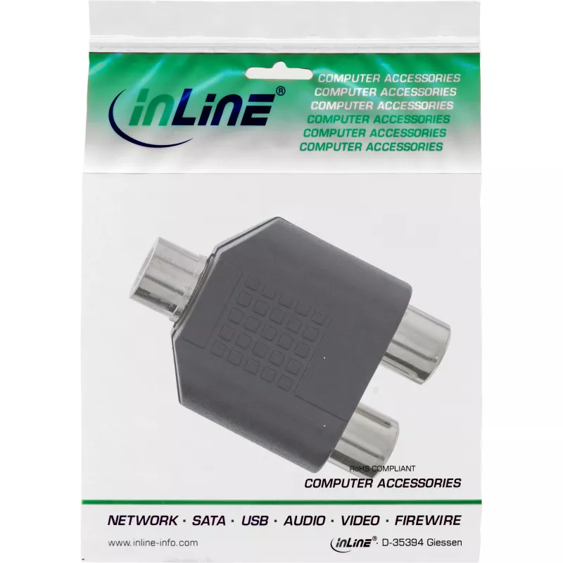 Audio-Adapter 3,5-mm-Klinkenbuchse Mono / 2x Cinch-Buchse InLine 99338