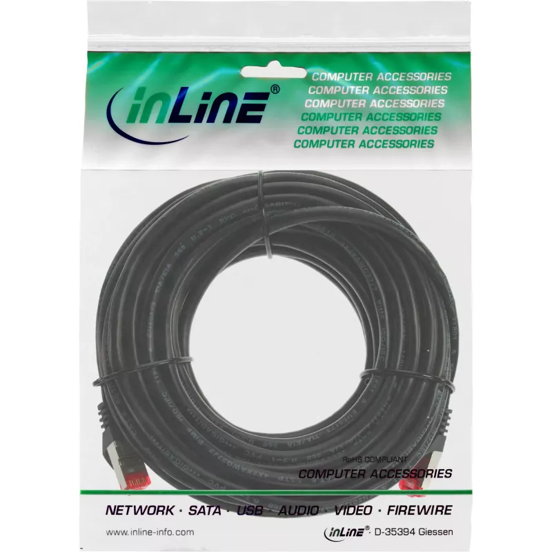 InLine Patchkabel S/FTP PiMF Cat.6 250MHz PVC Kupfer schwarz 40m