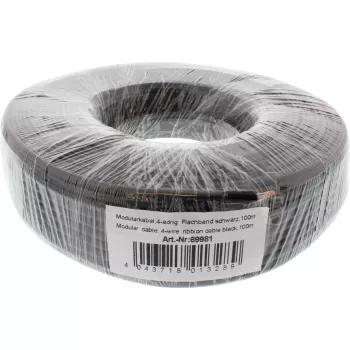 InLine Modular Kabel 4-Draht-Flachbandkabel schwarz 100-m-Ring