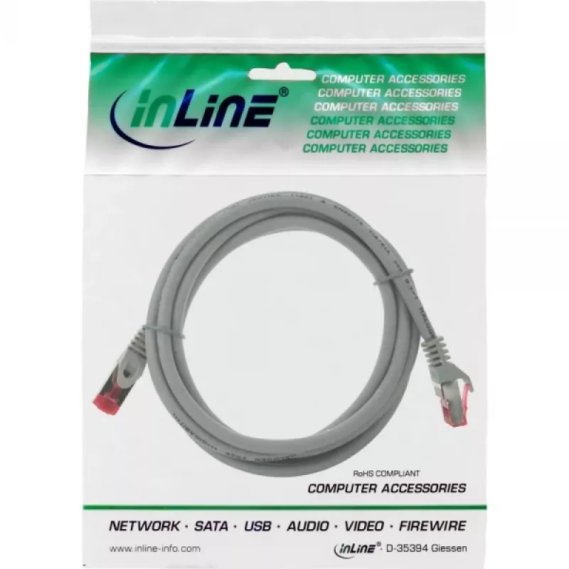 InLine Patchkabel S/FTP PiMF Cat.6 250MHz Kupfer halogenfrei grau 1m