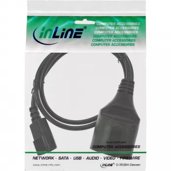 InLine Stromkabel, C14 auf Schutzkontakt weiblich, schwarz, 2 m