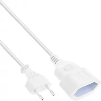 InLine Euro-Typ-C-Stecker Stromverlängerung Stecker / Buchse, weiß, 2 m