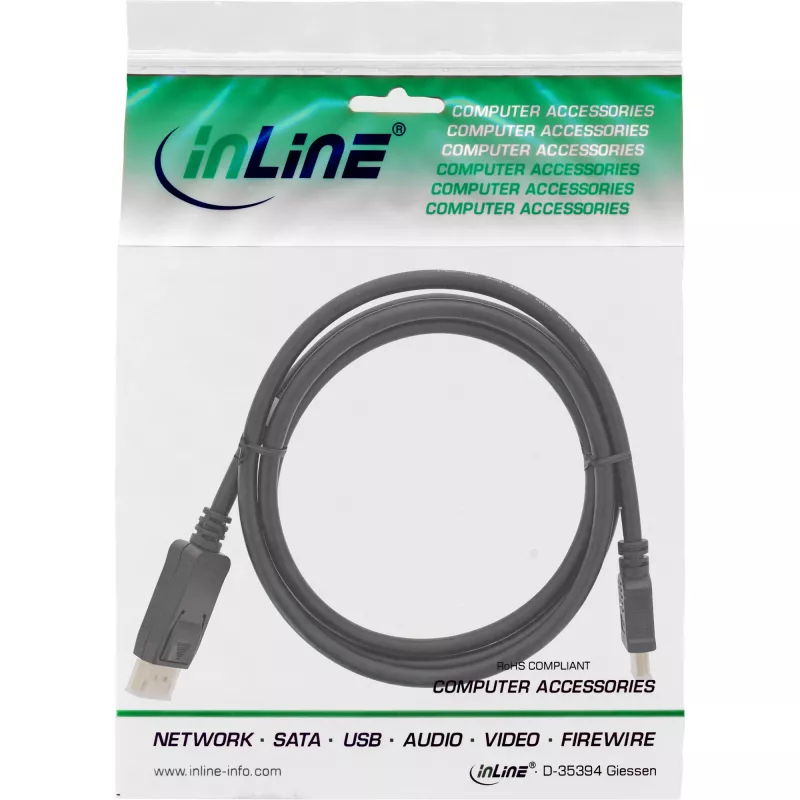 InLine DisplayPort auf HDMI Konverterkabel, schwarz, 1 m