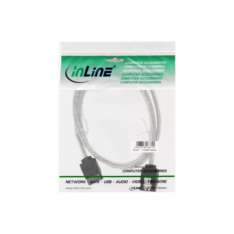 InLine SATA 6Gb/s Rundkabel mit Verriegelungen 0,75m