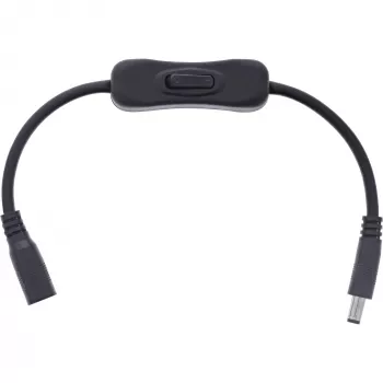 InLine DC-Kabel mit Schalter, DC Stecker/Buchse 5,5x2,1mm, AWG 18, schwarz, 0,20m