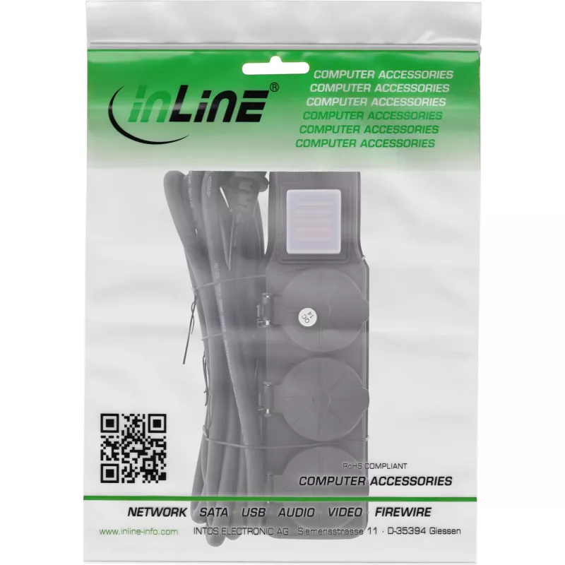 InLine 16493O Stromverlängerung 3 m 3 AC-Ausgänge Schwarz