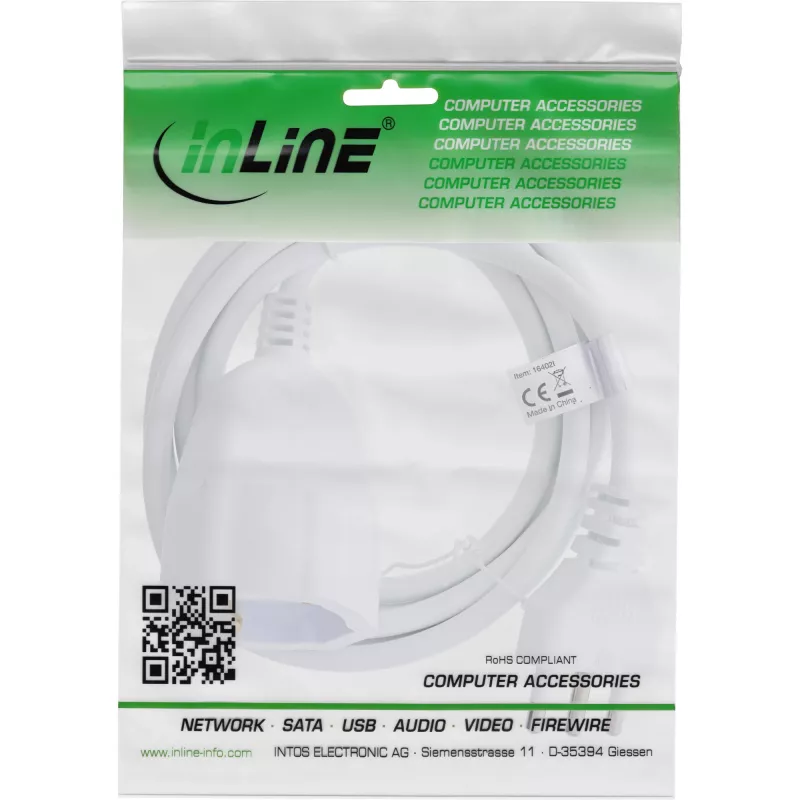 InLine 16402I Stromverlängerung 2 m 1 AC-Ausgang Indoor Weiß