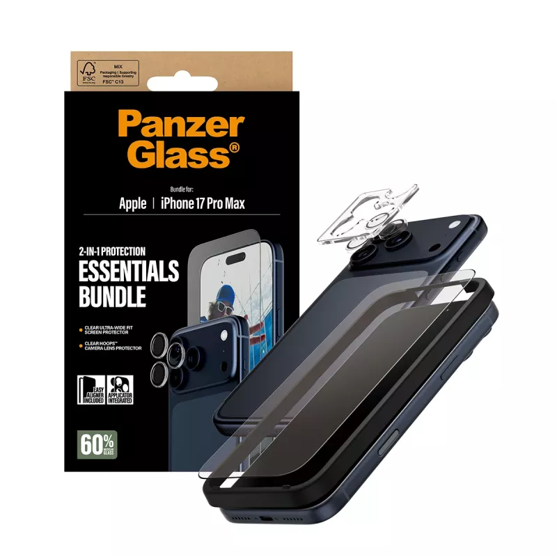PanzerGlass 2-in-1 Essentials Bundle iPhone 17 Pro Max Kratzfest Stoßfest