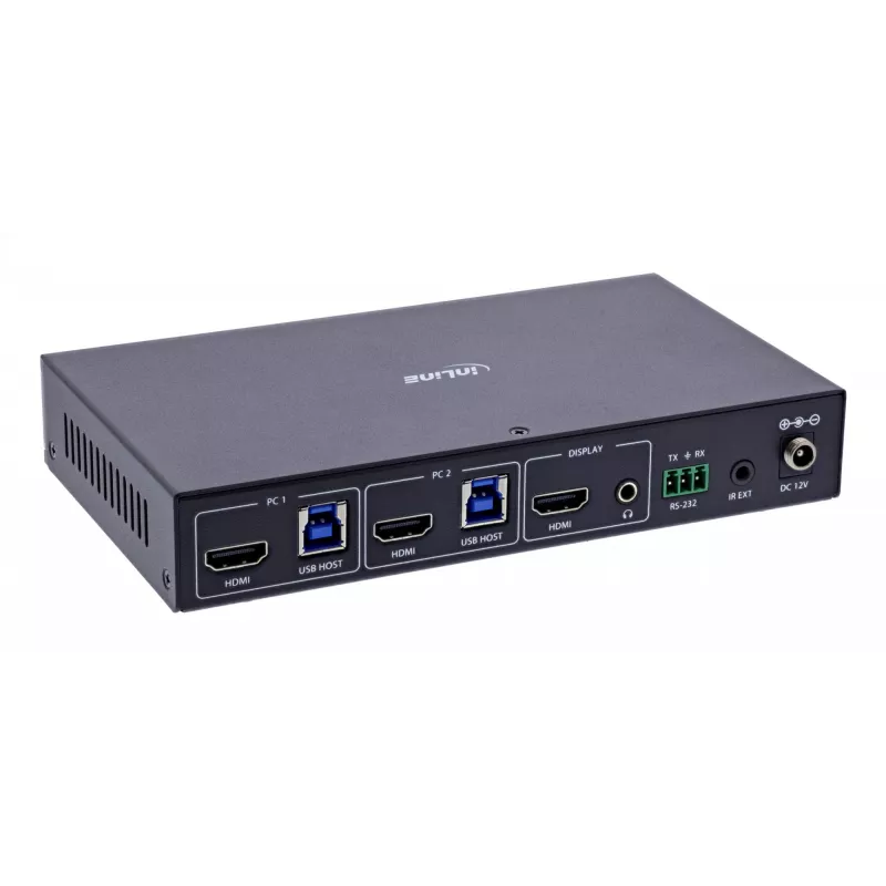 InLine 57885C KVM-Switch, 2-Port, HDMI, 8K@60Hz, USB 3.2, mit IR & RS-232