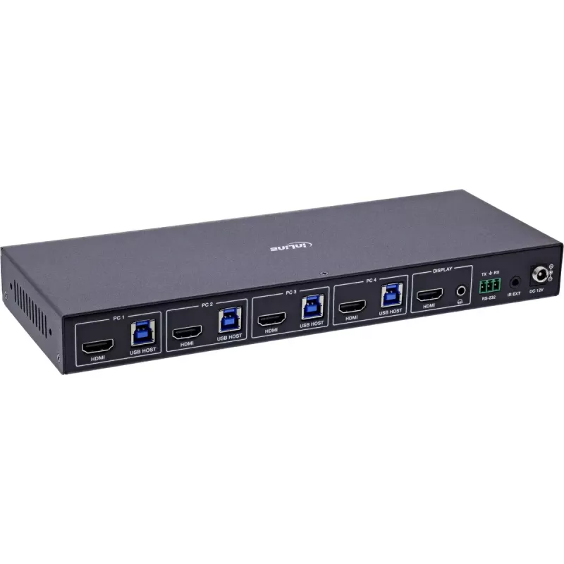 InLine 57885D KVM-Switch, 4-fach, HDMI, 8K@60Hz, USB 3.2, mit IR & RS-232