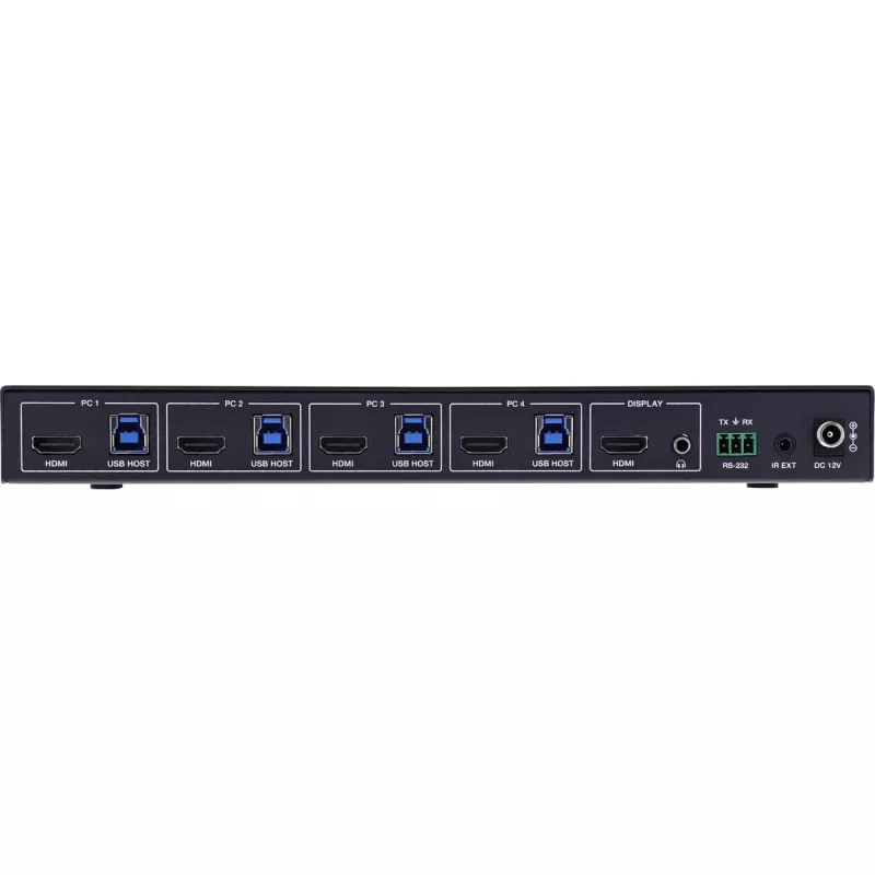 InLine 57885D KVM-Switch, 4-fach, HDMI, 8K@60Hz, USB 3.2, mit IR & RS-232