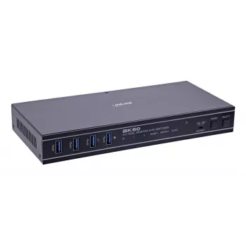 InLine 57885H KVM-Umschalter, 2-fach, HDMI, Dual-Monitor, 8K60Hz, USB-Hub, schwarz