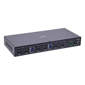 InLine 57885H KVM-Umschalter, 2-fach, HDMI, Dual-Monitor, 8K60Hz, USB-Hub, schwarz
