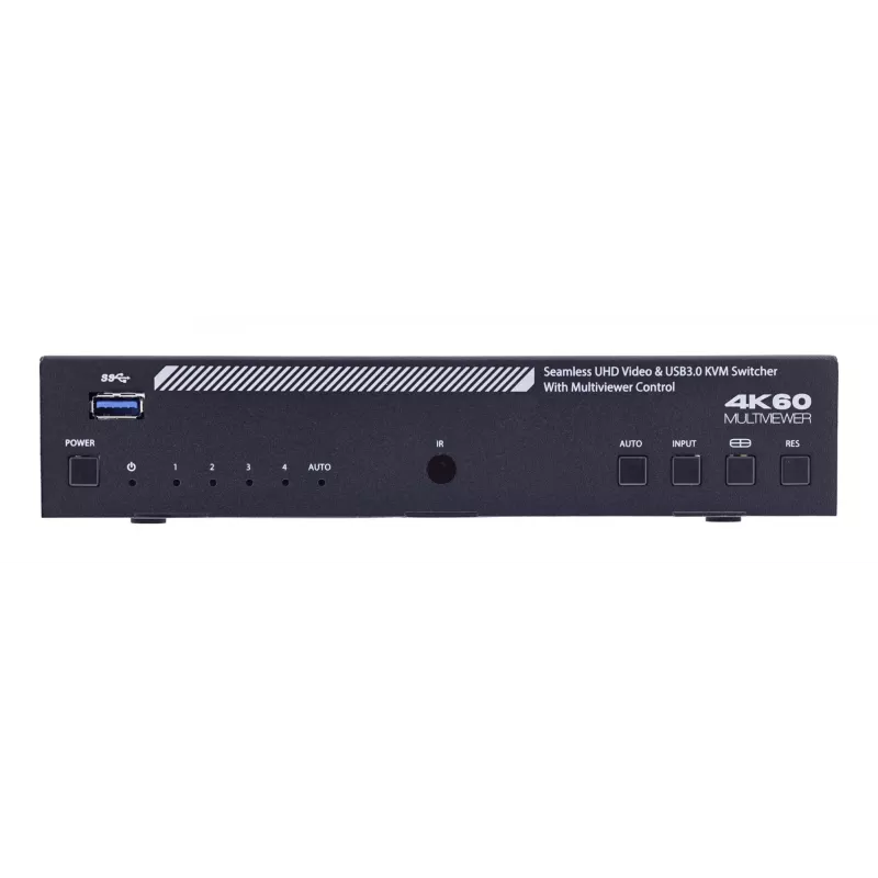 InLine 57885I KVM-Switch, 4-fach, HDMI, 4K60Hz, Multiviewer, USB-Hub, schwarz