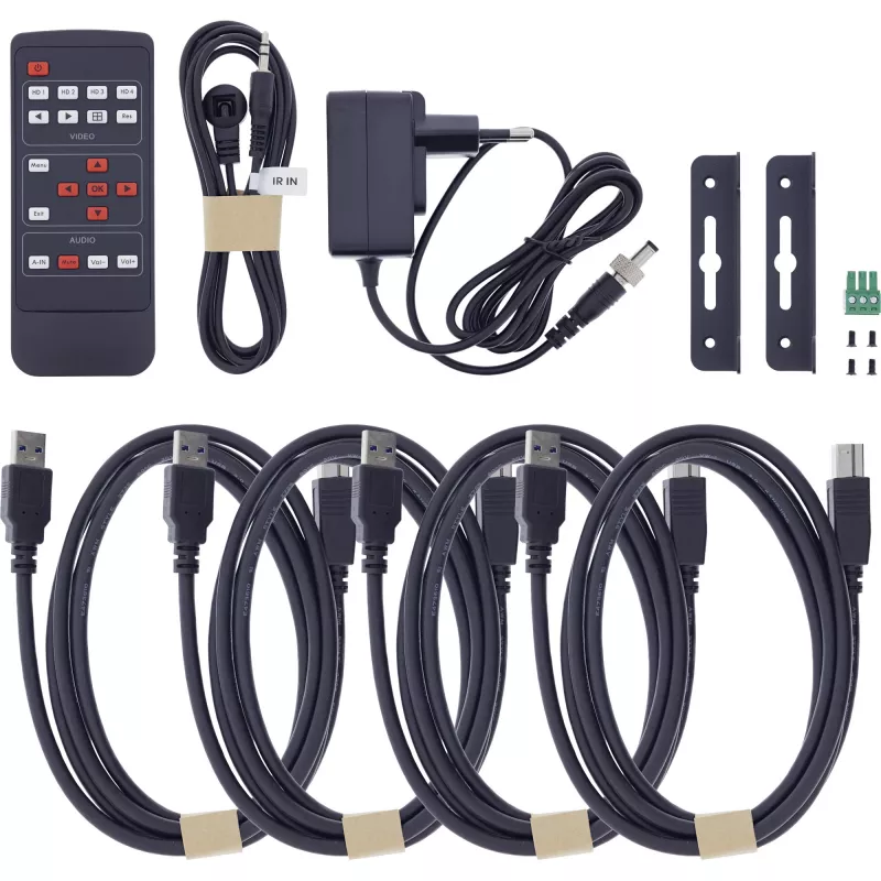 InLine 57885I KVM-Switch, 4-fach, HDMI, 4K60Hz, Multiviewer, USB-Hub, schwarz