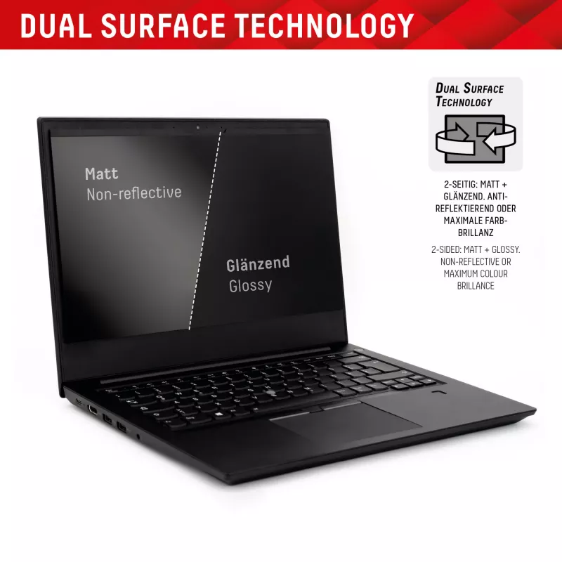Privatsphärefilter Displex PRIVACY SAFE magnetisch 2-Wege für Laptop/Notebook 13,3 Zoll (16:10), rahmenlos, glänzend/matt, 5H