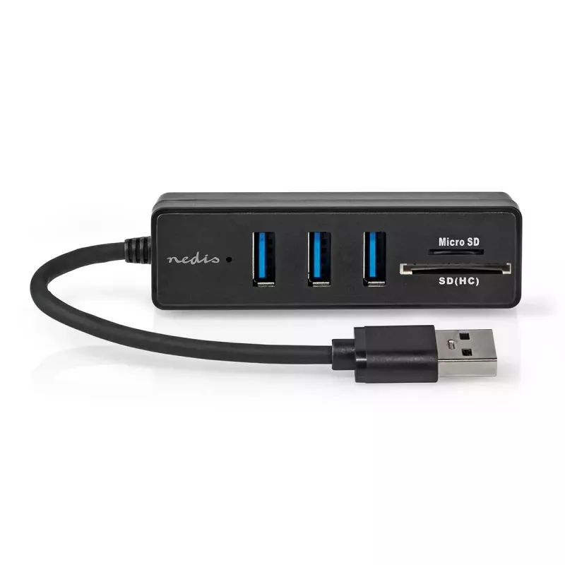 USB-Hub Nedis CCGB61250BK01 USB 3.2 Gen 1 Type-A 5000 Mbit/s Schwarz