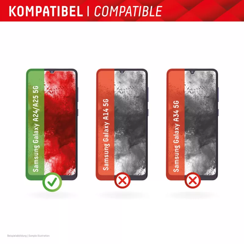 Displex Smart Glass (9H) für Samsung Galaxy A24/A25 5G, Montageaufkleber, bruchsicher