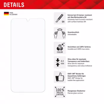 Displex Smart Glass (9H) für Samsung Galaxy A26/A16 (5G)/A17 (4G/5G), Montageaufkleber, unzerbrechlich