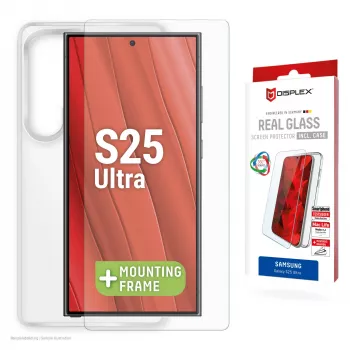 Displex Displayschutzfolie + Hülle für Samsung Galaxy S25 Ultra, Eco-Montagerahmen, kratzfest
