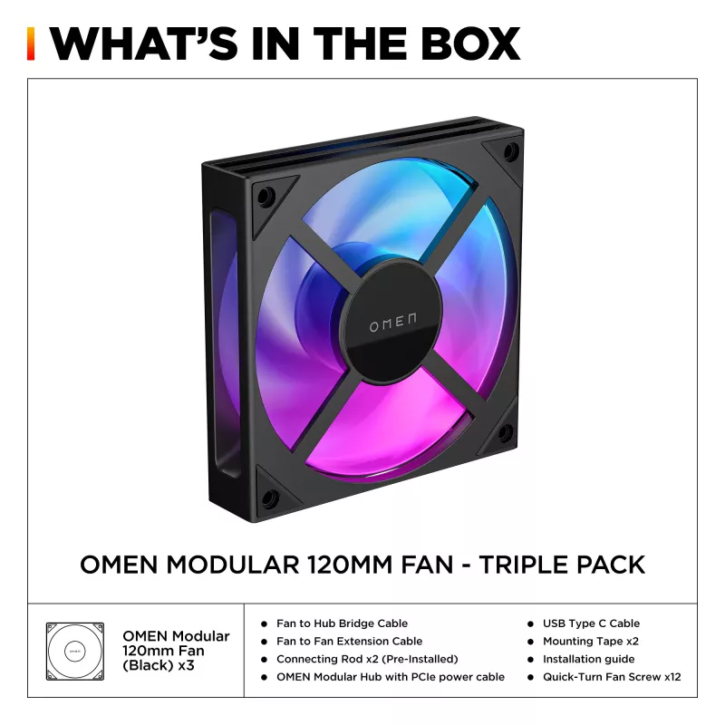 HP OMEN Modular 120mm Lüfter - Dreierpack Schwarz