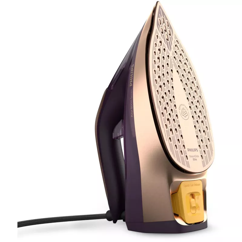 Philips DST8040/30 Azur 8000 Series Dampfbügeleisen, 3000 W, 0,35 L Tank, SteamGlide Elite Bügelsohle, Vertikaldampf, 80 g/min, 260 g/min Dampfstoß, Dunkelviolett