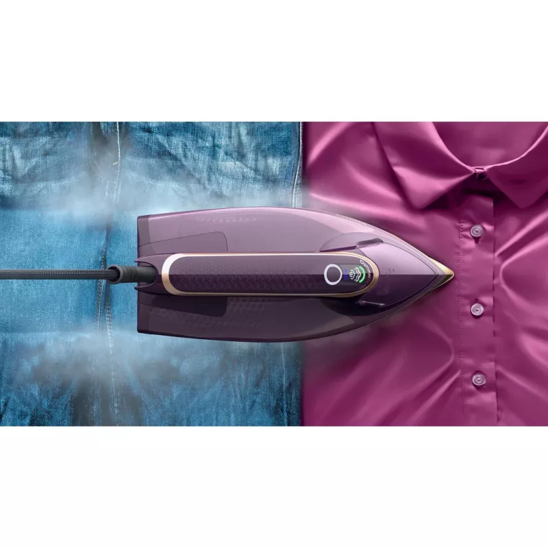 Philips DST8040/30 Azur 8000 Series Dampfbügeleisen, 3000 W, 0,35 L Tank, SteamGlide Elite Bügelsohle, Vertikaldampf, 80 g/min, 260 g/min Dampfstoß, Dunkelviolett